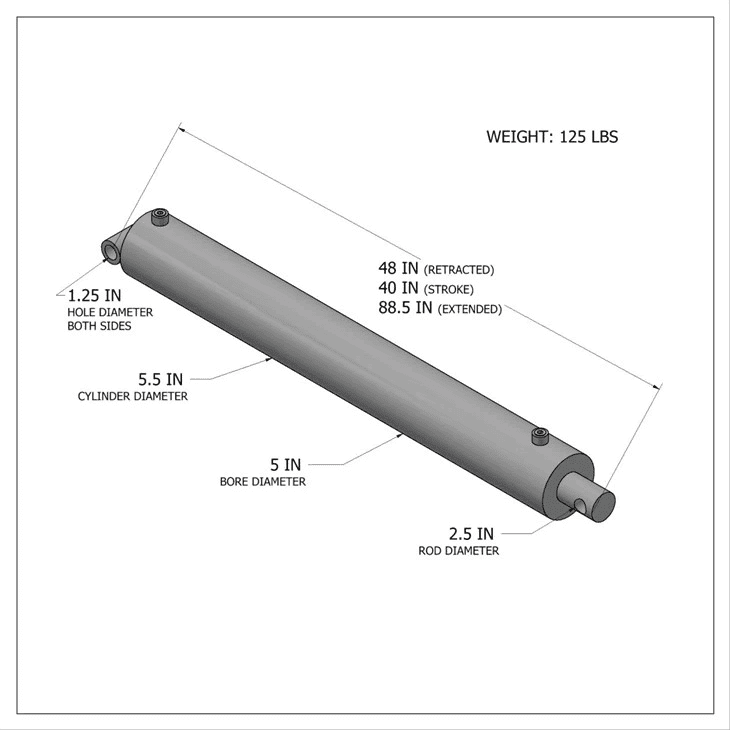 Cylinder hydrauliczny bez obejścia